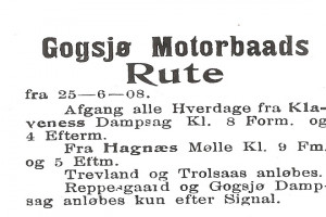Bilde av Gogsjø  -  Fergeforbindelse 1908